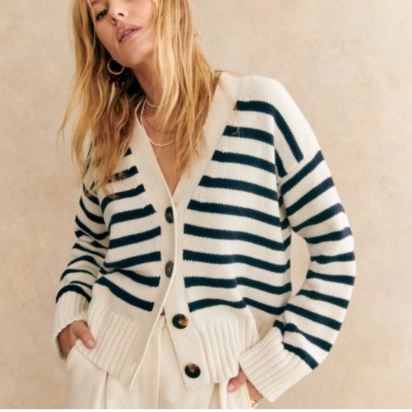 Sezane Striped Wilson Cardigan - Picture 1 of 10